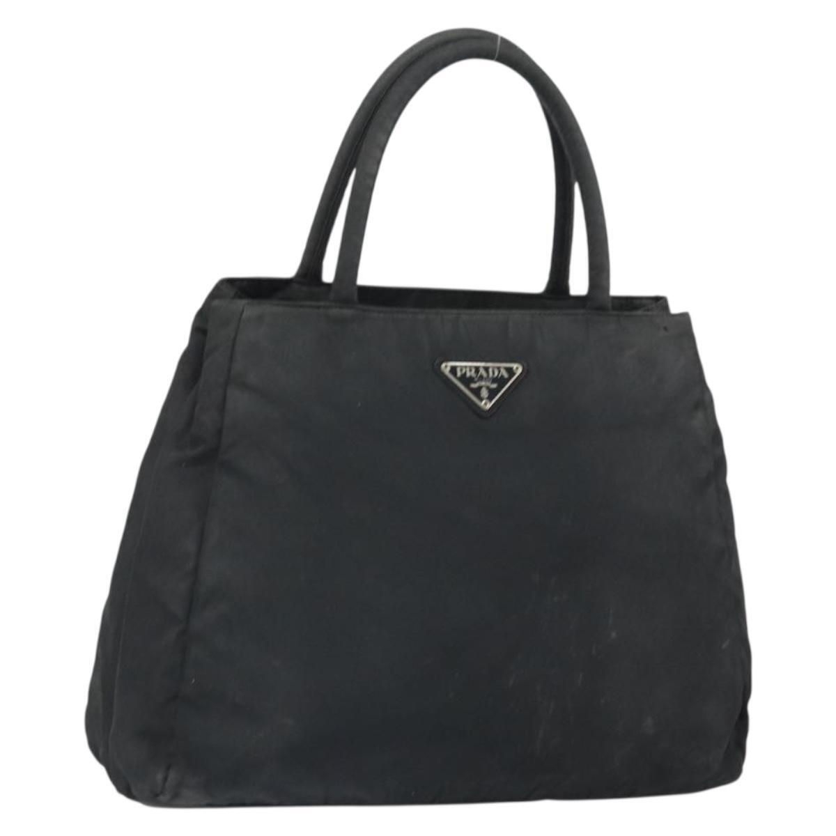 Prada Hand Bag Nylon Black Auth 161789